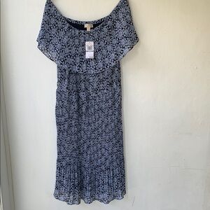 Michael Kors Navy Floral Midi Dress